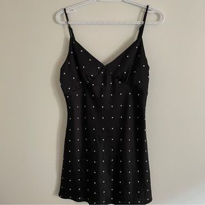 DYNAMITE satin black and white polka dot dress size medium